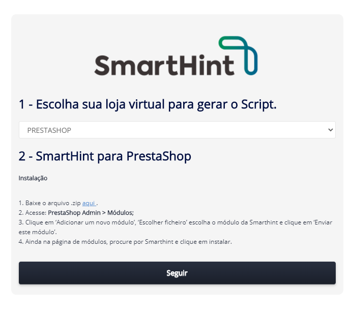 integração prestashop smarthint integração prestashop smarthint