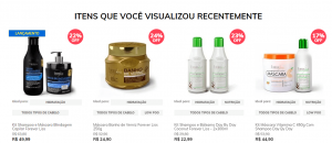 vitrine itens visualizados Forever Liss